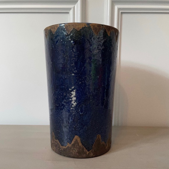8.25 in. Studio Thrown Distressed Vase Marked "v" - Picture 1 of 5